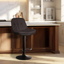 Tabouret de bar Laurel, tissu noir gris foncé