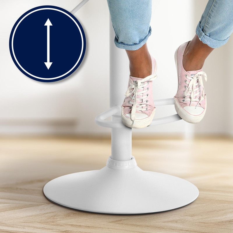 Tabouret de bar Laurel tissu blanc gris