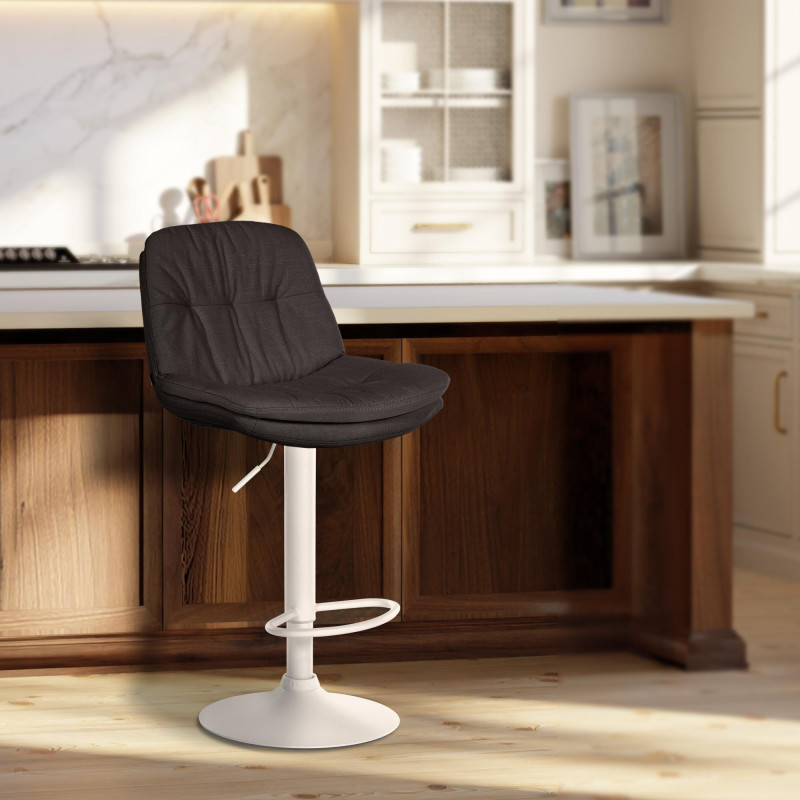 Tabouret de bar Laurel tissu blanc gris foncé