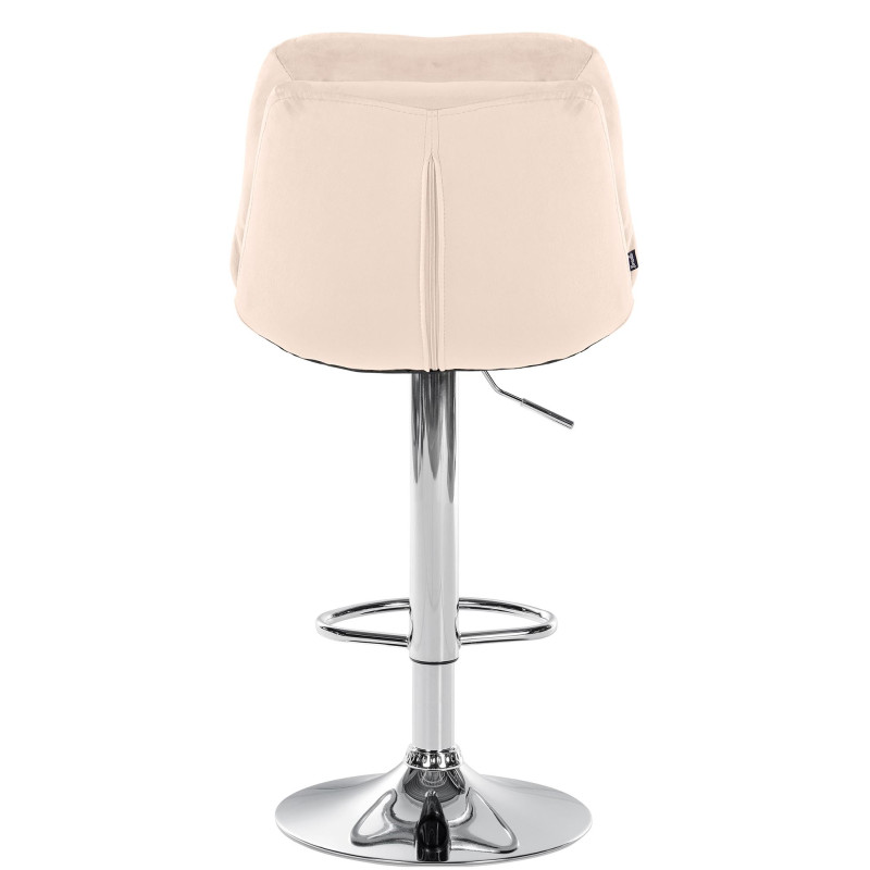 Tabouret de bar Laurel velours chrome crème