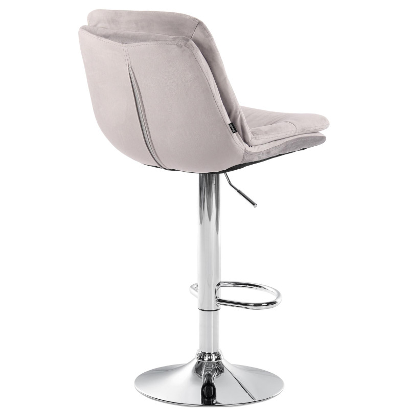 Tabouret de bar Laurel, velours, chrome gris