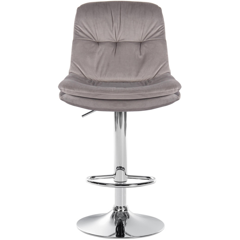 Tabouret de bar Laurel, velours, chrome gris