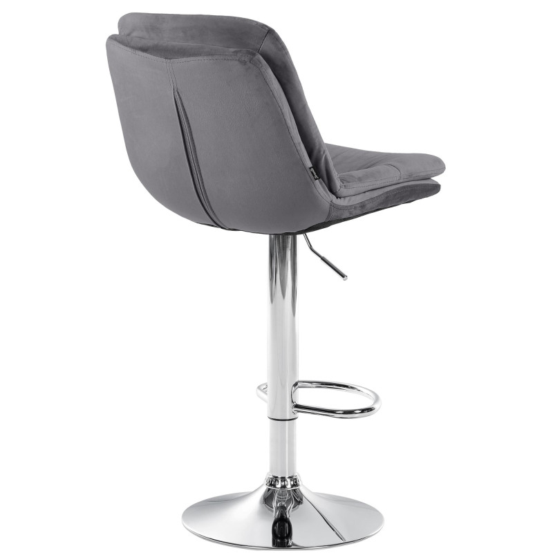 Tabouret de bar Laurel, velours, chrome gris foncé