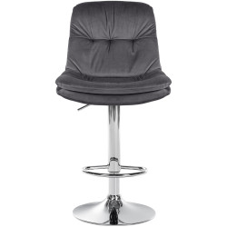 Tabouret de bar Laurel, velours, chrome gris foncé