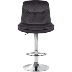 Tabouret de bar Laurel, velours, chrome noir