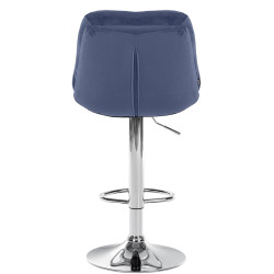 Tabouret de bar Laurel, velours, chrome bleu