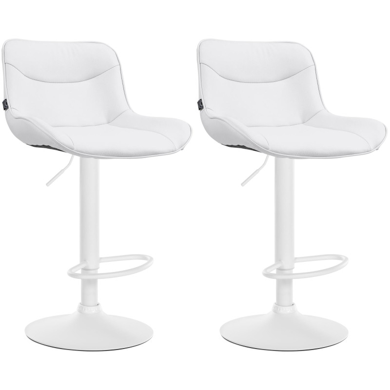 Lot de 2 tabourets de bar Vonore simili cuir blanc