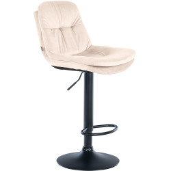 Tabouret de bar Laurel en velours noir crème