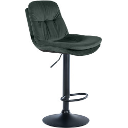 Tabouret de bar Laurel en velours noir vert foncé