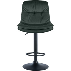Tabouret de bar Laurel en velours noir vert foncé
