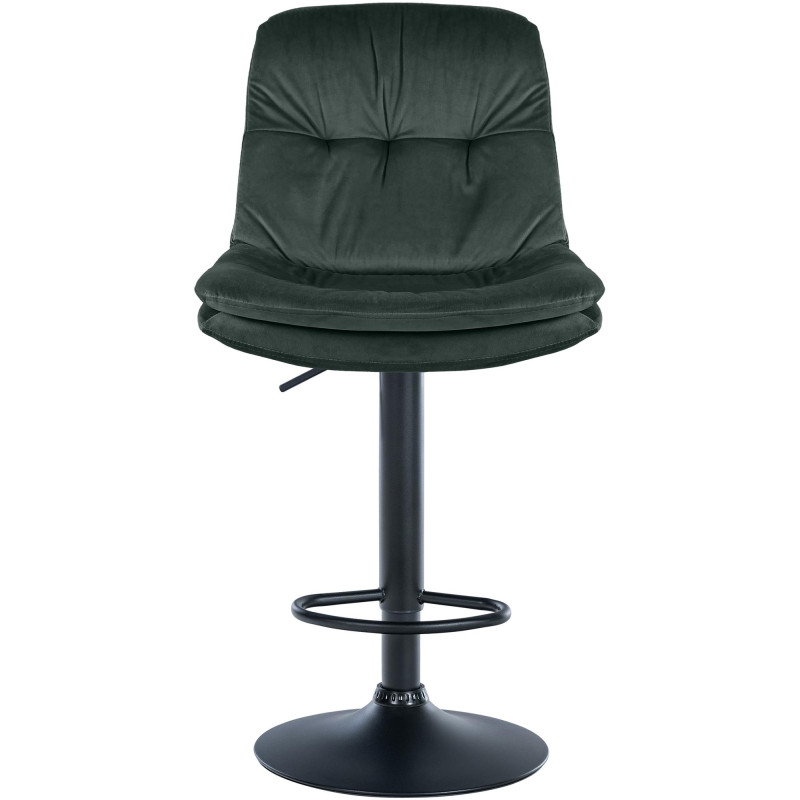 Tabouret de bar Laurel en velours noir vert foncé