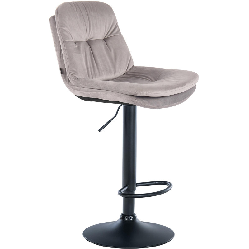 Tabouret de bar Laurel velours noir gris