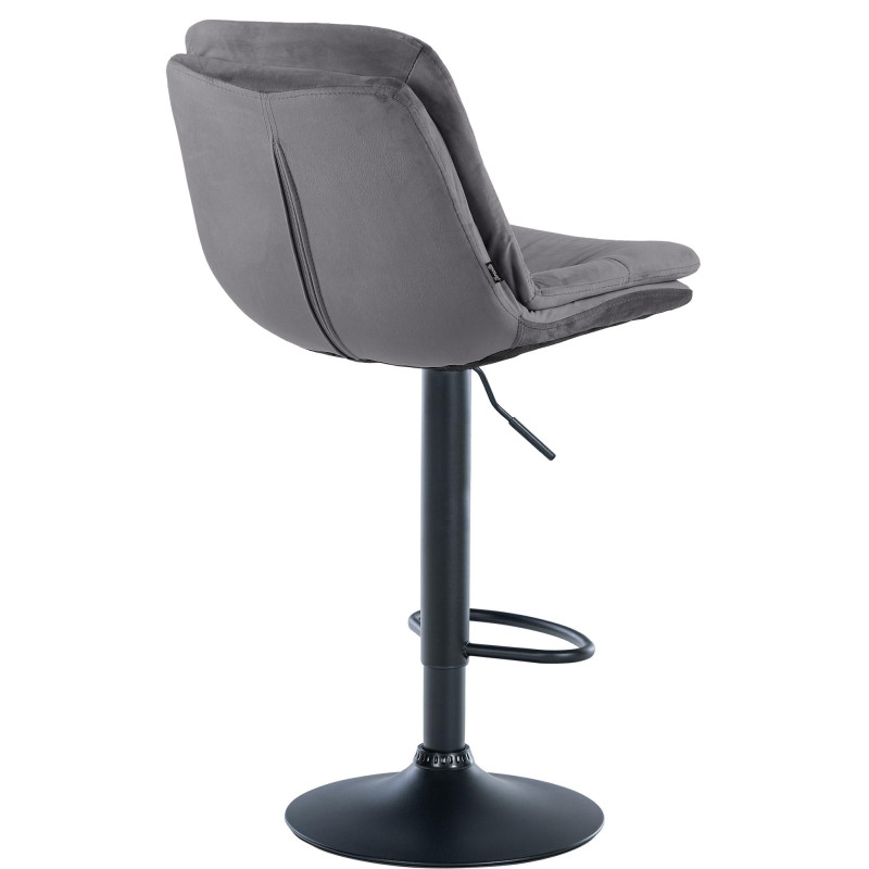 Tabouret de bar Laurel velours noir gris foncé