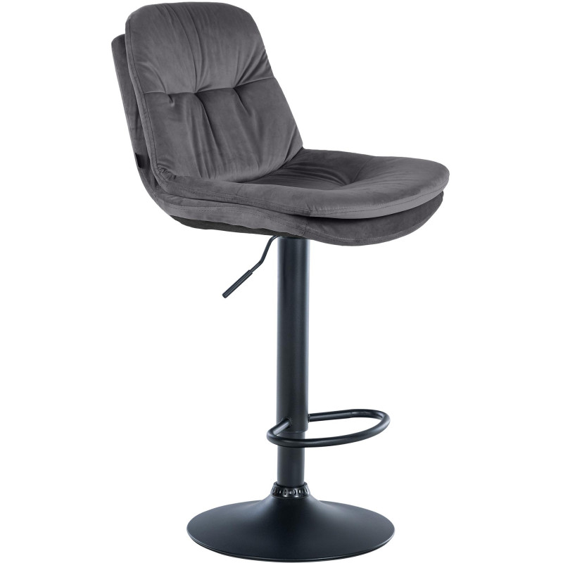 Tabouret de bar Laurel en velours noir gris foncé