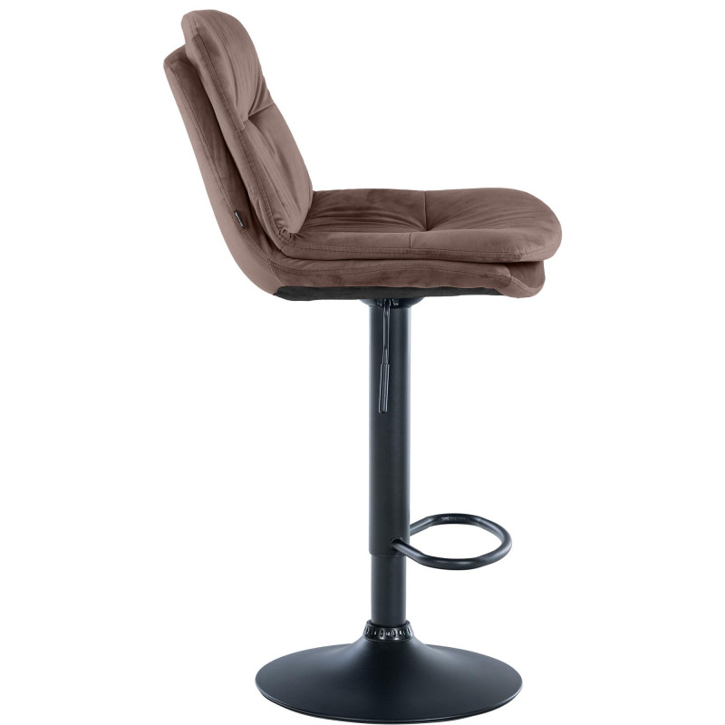 Tabouret de bar Laurel en velours noir brun