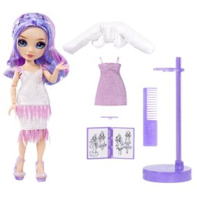 Rainbow High Tentpole PR Theme Doll - PURPLE - 1 robe de Gala et 1 tenue decontractée + accessoires et carnet de croquis