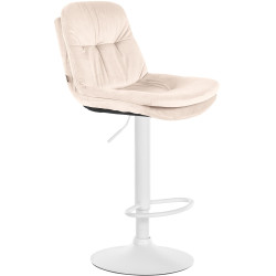 Tabouret de bar Laurel velours blanc crème