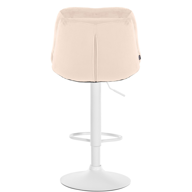 Tabouret de bar en velours Laurel, blanc crème