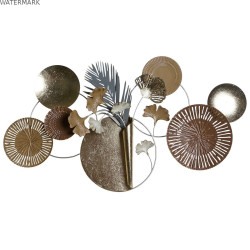 Figurine Décorative DKD Home Decor 90 x 8,3 x 49 cm Gris Doré Cuivre Cercles