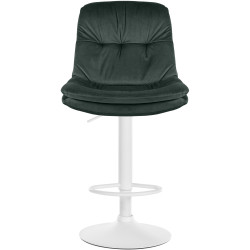 Tabouret de bar en velours Laurel, blanc vert foncé
