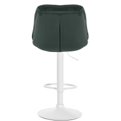 Tabouret de bar en velours Laurel, blanc vert foncé