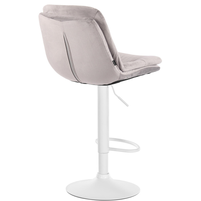 Tabouret de bar Laurel velours blanc gris
