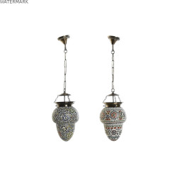 Suspension DKD Home Decor Verre Métal Multicouleur 25 W 20 x 20 x 28 cm (2 Unités)