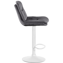 Tabouret de bar en velours Laurel, blanc gris foncé