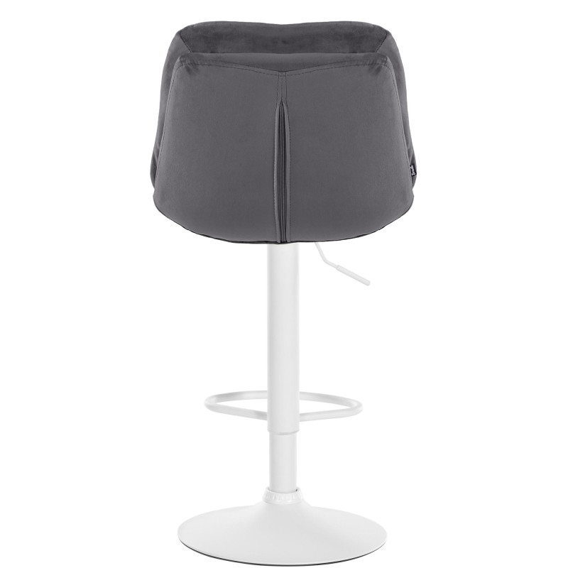 Tabouret de bar en velours Laurel, blanc gris foncé