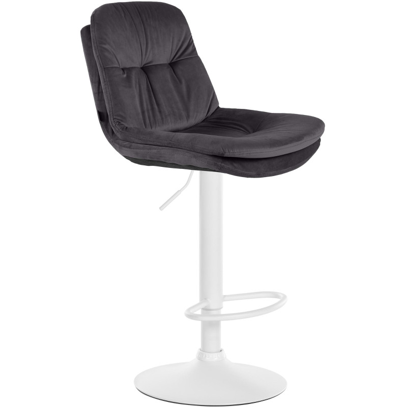 Tabouret de bar en velours Laurel, blanc noir