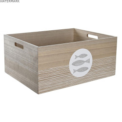 Boîte Décorative DKD Home Decor Naturel Bois MDF Spirales méditerranéen 50 x 40 x 22,5 cm