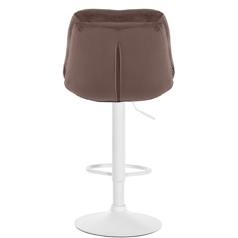 Tabouret de bar en velours Laurel, blanc brun