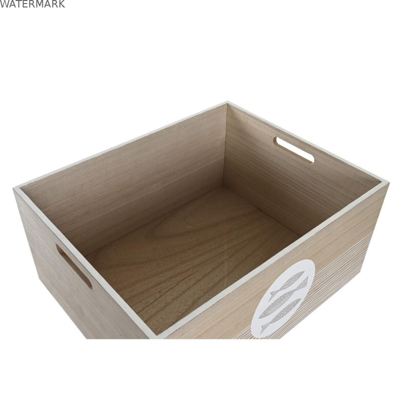 Boîte Décorative DKD Home Decor Naturel Bois MDF Spirales méditerranéen 50 x 40 x 22,5 cm