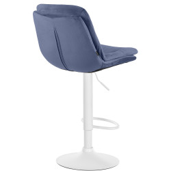 Tabouret de bar Laurel velours blanc bleu