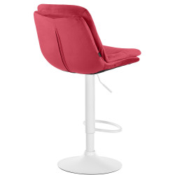 Tabouret de bar en velours Laurel, blanc rouge