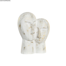 Figurine Décorative DKD Home Decor 23 x 10 x 30 cm Visage Doré Aluminium Blanc