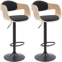 Ensemble de 2 tabourets de bar en tissu Kingston B naturel/noir