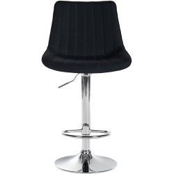 Set de 2 taburetes de bar Toni en tela Negro,Metal cromado