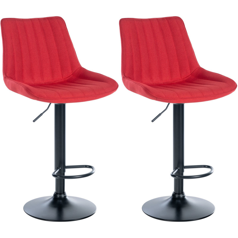 Lot de 2 tabourets de bar Toni tissu noir rouge