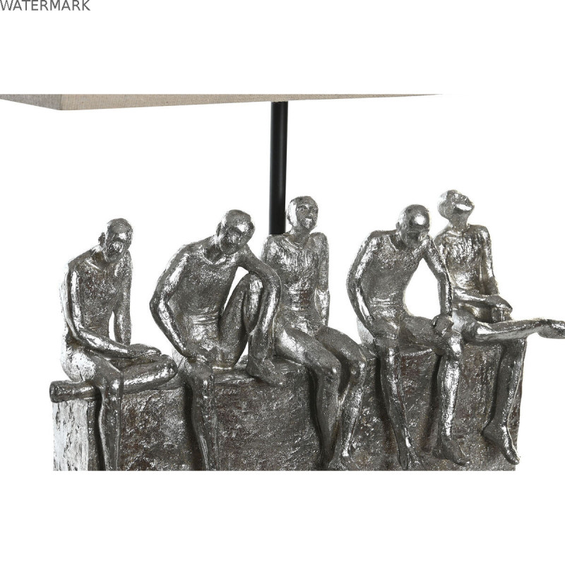 Lampe de bureau DKD Home Decor 36 x 21,5 x 43 cm Argenté Beige Métal Résine 220 V 50 W