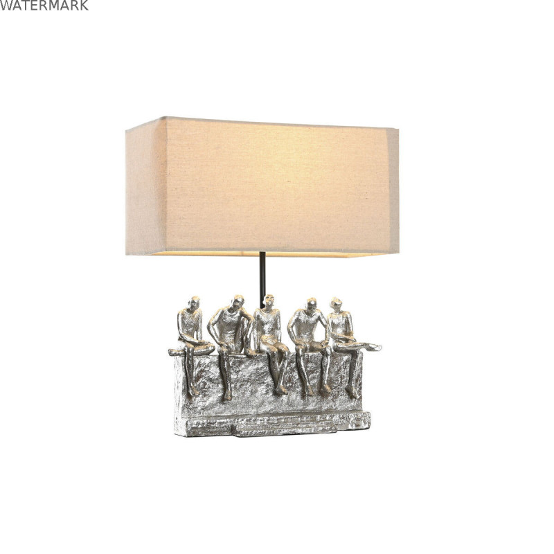 Lampe de bureau DKD Home Decor 36 x 21,5 x 43 cm Argenté Beige Métal Résine 220 V 50 W