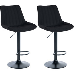 Set de 2 taburetes de bar Toni en tela Negro,Metal negro mate
