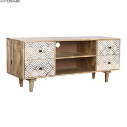 Meubles de télévision DKD Home Decor 135 x 40 x 55 cm Naturel Blanc Bois de manguier