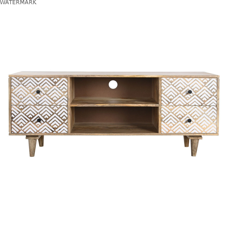 Meubles de télévision DKD Home Decor 135 x 40 x 55 cm Naturel Blanc Bois de manguier