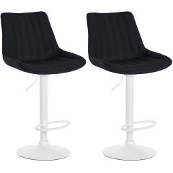 Lot de 2 tabourets de bar Toni tissu blanc noir