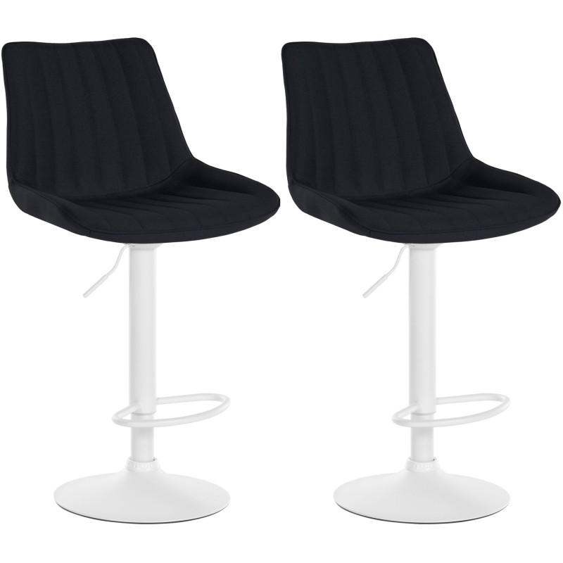 Ensemble de 2 tabourets de bar Toni, tissu blanc noir