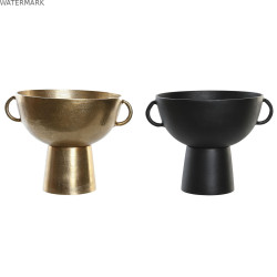 Vase DKD Home Decor 34 x 28 x 26 cm Noir Doré Aluminium Moderne (2 Unités)