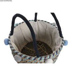 Set de basket DKD Home Decor Polyester Pompons 43 x 43 x 43 cm Herbier marin