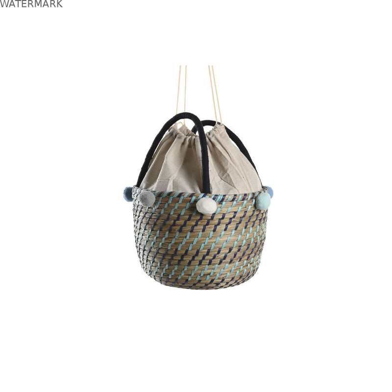 Set de basket DKD Home Decor Polyester Pompons 43 x 43 x 43 cm Herbier marin