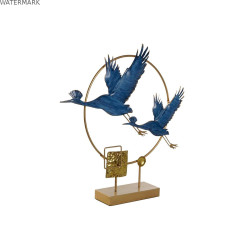 Figurine Décorative DKD Home Decor 51 x 9 x 51 cm Bleu Doré Oiseau